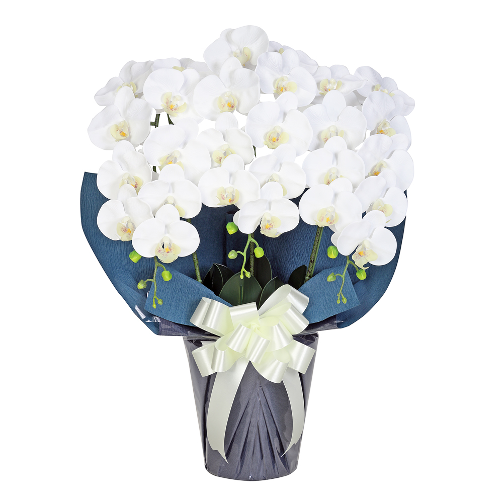 光触媒 アートフラワー ジュエルフラワー 胡蝶蘭 3本立ち 白色