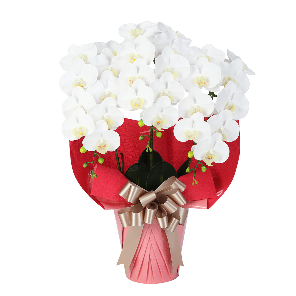 光触媒 アートフラワー ジュエルフラワー 胡蝶蘭 3本立ち 白色