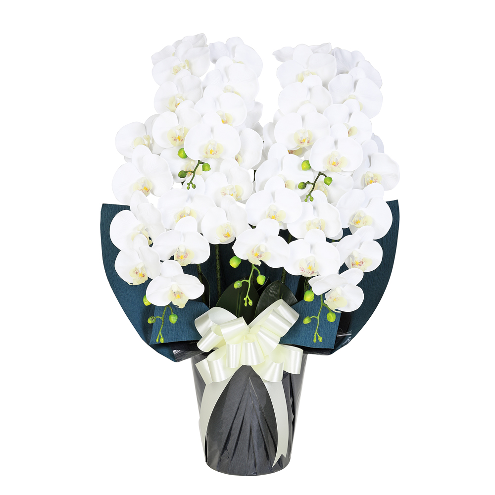 光触媒 アートフラワー ジュエルフラワー 胡蝶蘭 5本立ち 白色