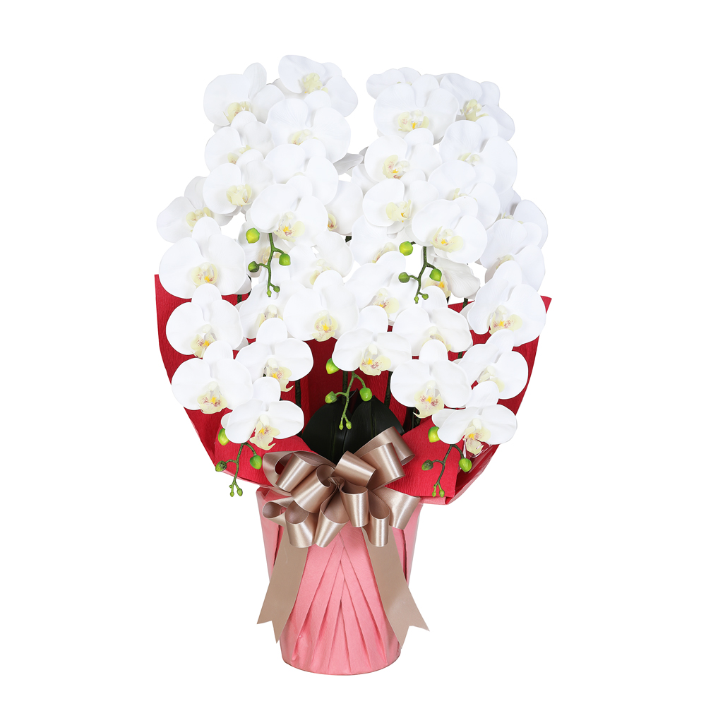 光触媒 アートフラワー ジュエルフラワー 胡蝶蘭 5本立ち 白色