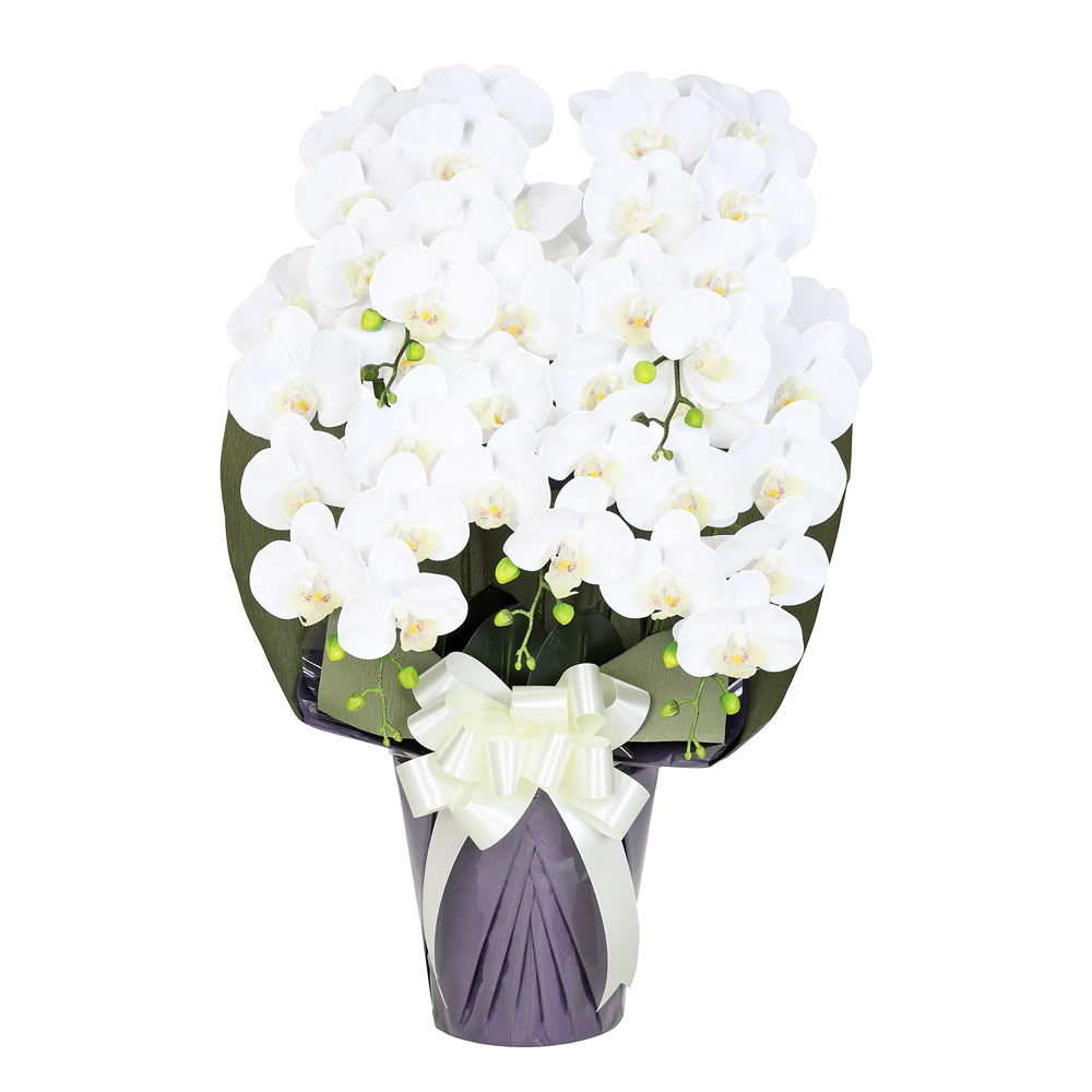 光触媒 アートフラワー ジュエルフラワー 胡蝶蘭 5本立ち 白色